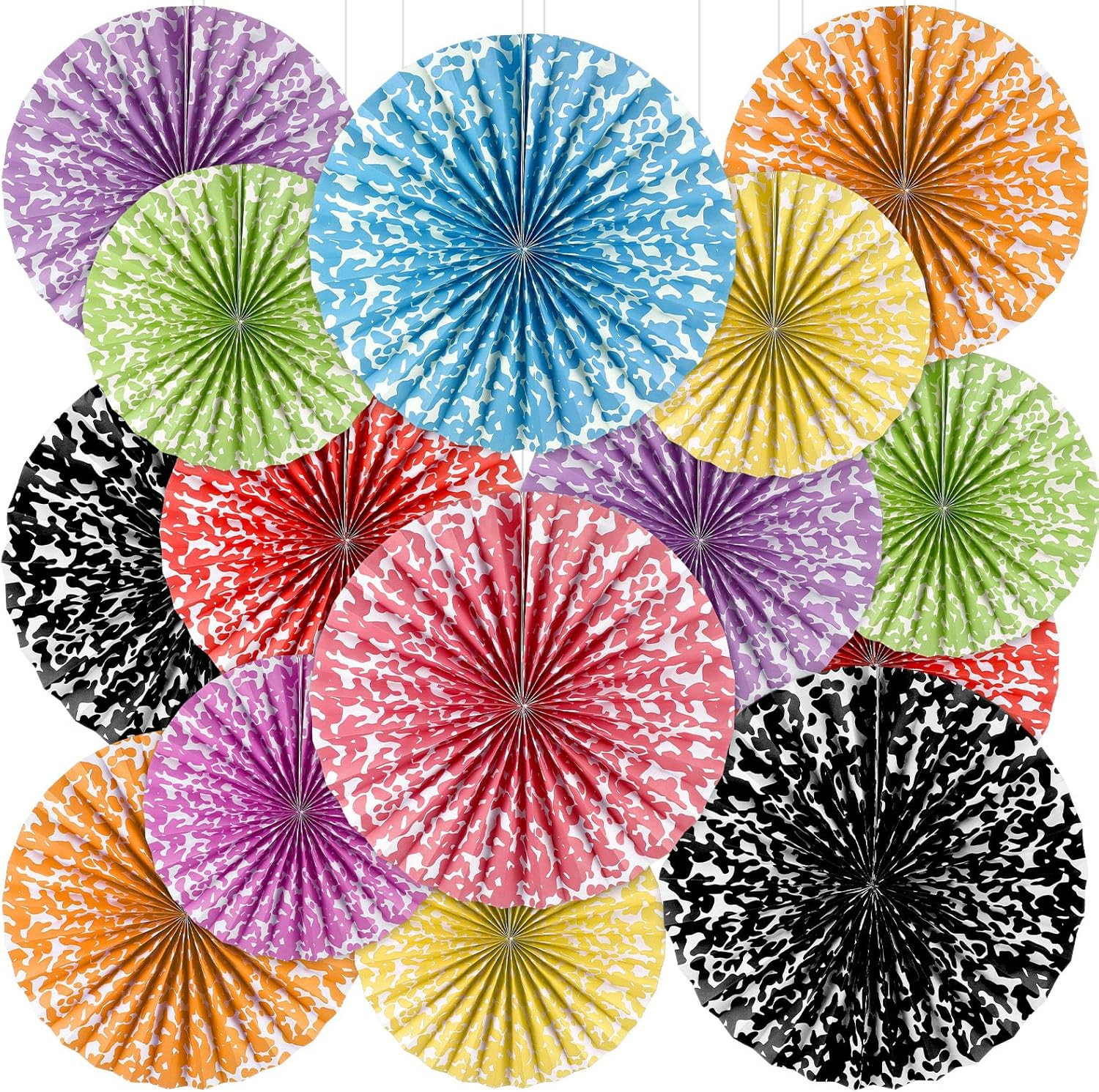 18 Pack Paper Fans Textured Hanging Decor Classroom Party | Composition Notebook