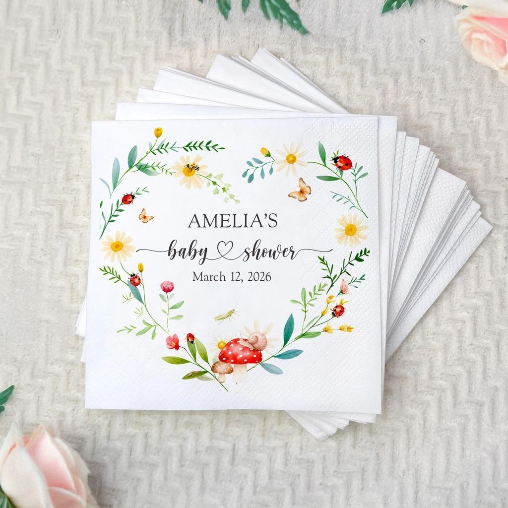 Personalized Ladybug Baby Shower Napkins Garden Party Decor SATTNA0706