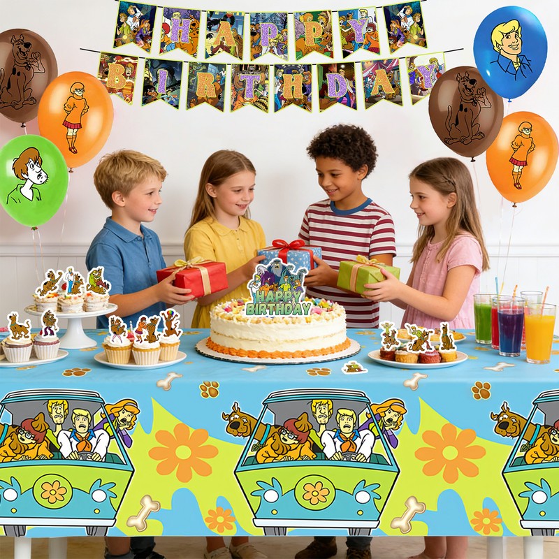 33 Pcs ScoobyDoo Party Decorations Birthday Party Supplies Banner Cake Topper