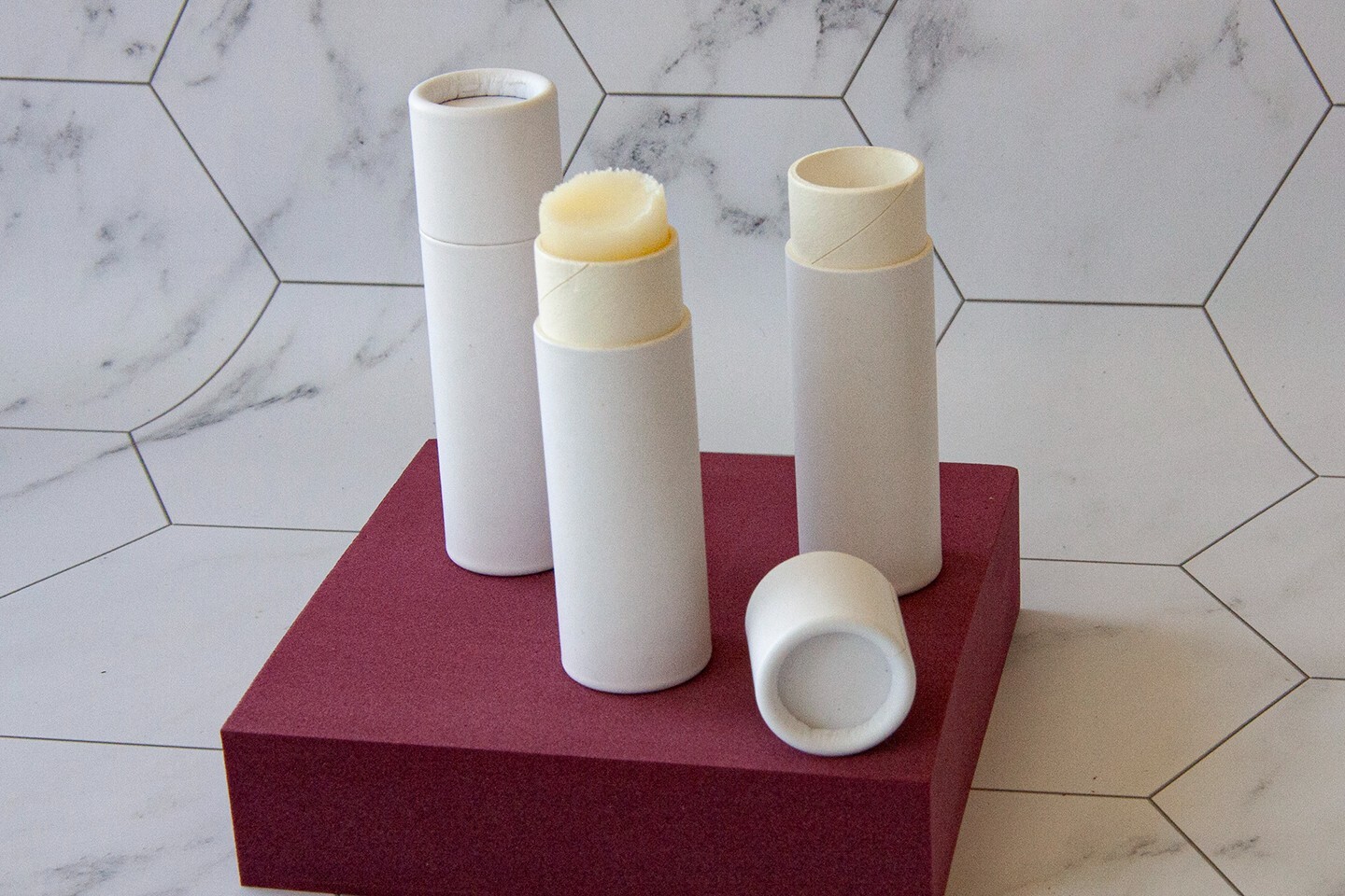 12 White Paper Cardboard Paper Lip Balm Tubes .3 oz 1/3 oz Plastic Free
