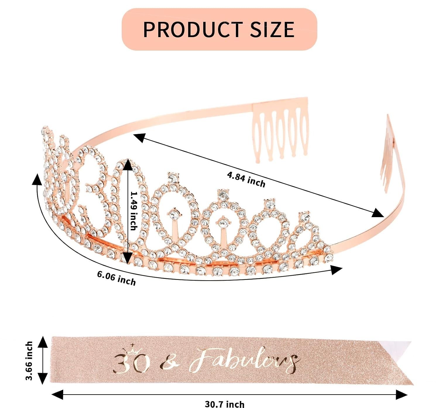 Dazzling 30th Birthday Tiara and Sash Set – Perfect for Instagram-Worthy Moments