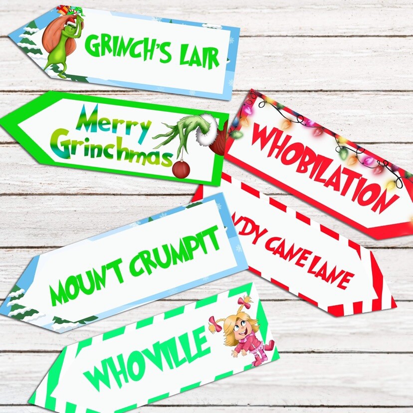 Set of 6 The Grinch Party Decoration Arrows House Decor Christmas Decor