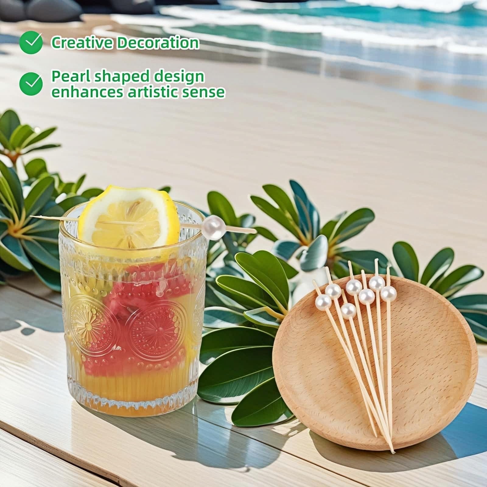 4.7″ White Pearl Bamboo Cocktail Toothpicks – 150 Count, Eco-Friendly Appetiz…