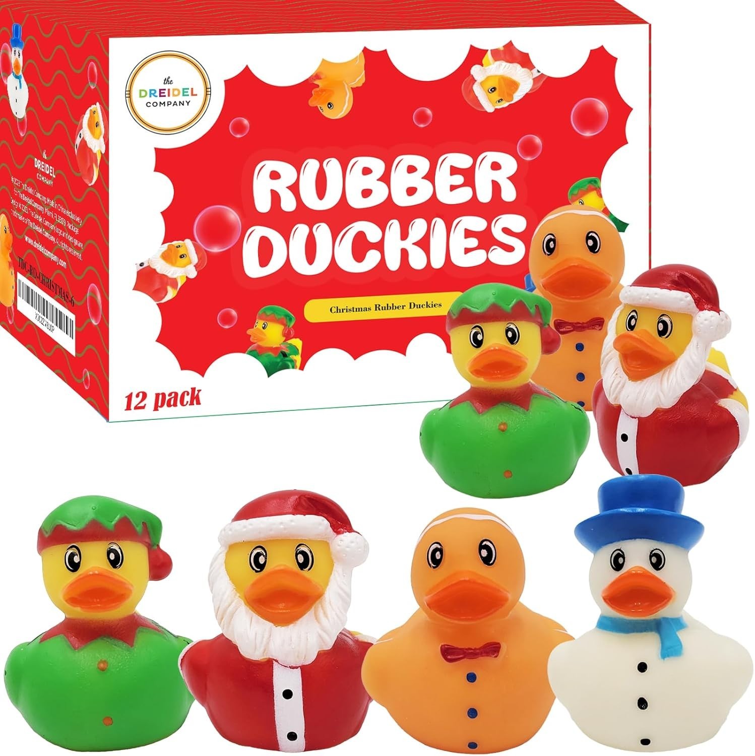 12pk Christmas Holiday Rubber Ducks 2″ Toy Duckies Kids Bath Gift Set