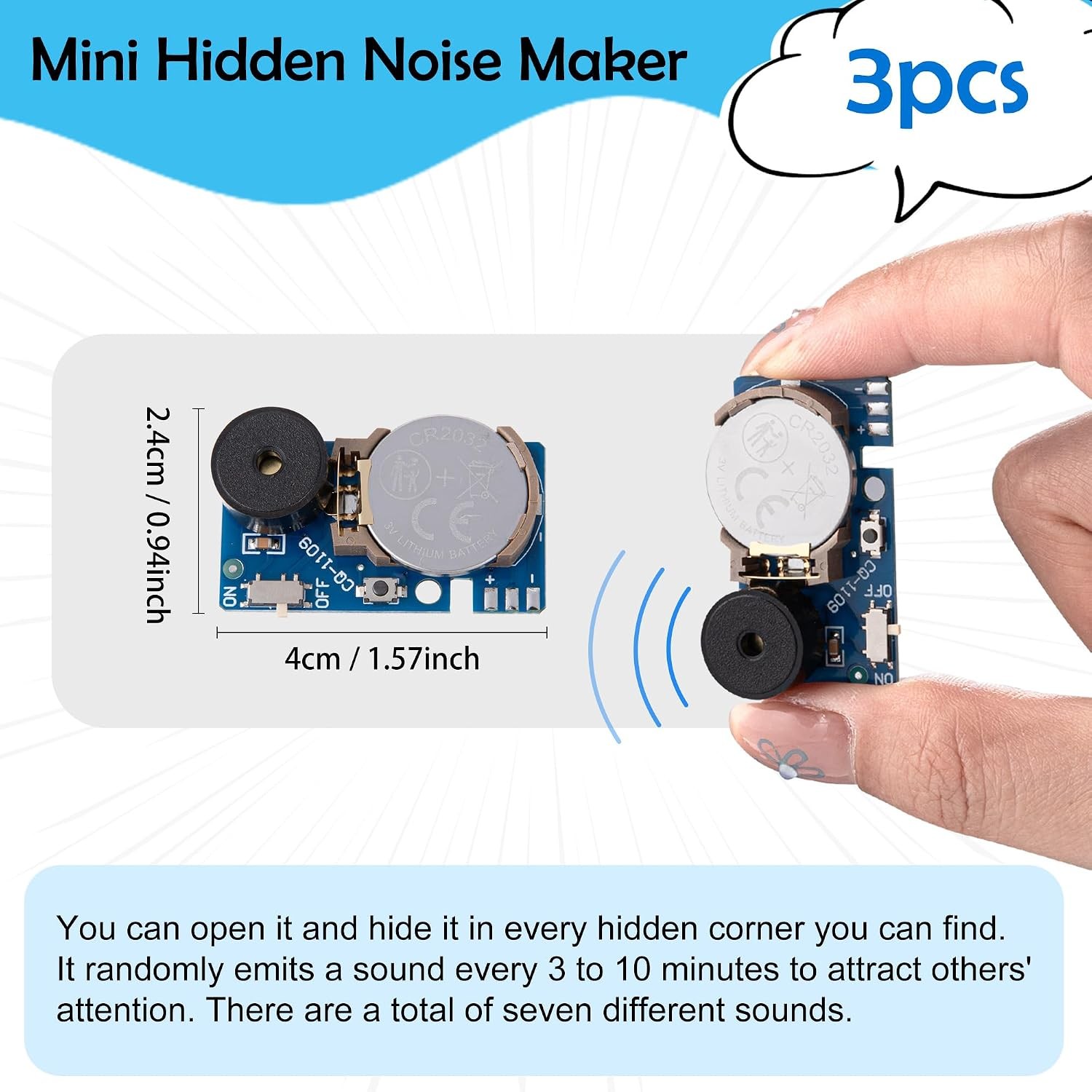 3 Pcs Mini Hidden Prank Noise Maker Cricket Sound Annoying Beeping Gag Device Bl