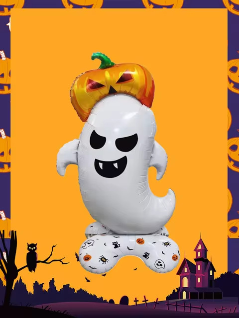 Wizardi 27 x 47″ Halloween Ghost Standing Foil Balloon Decoration
