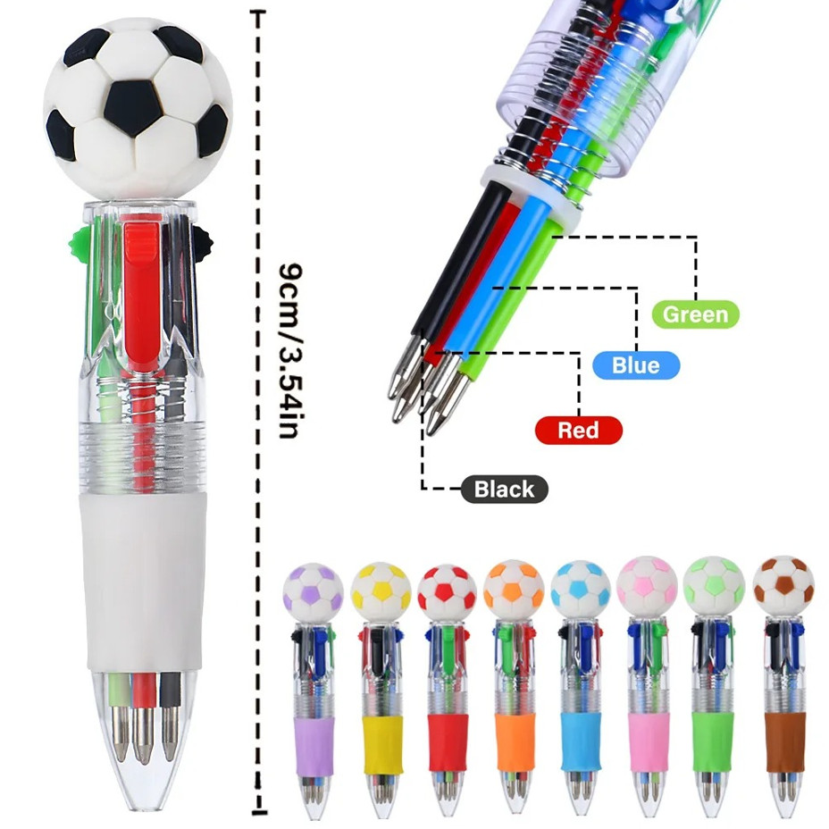 10pcs Sports Ball 4-Color Retractable Pens Football & Basketball Party Favors