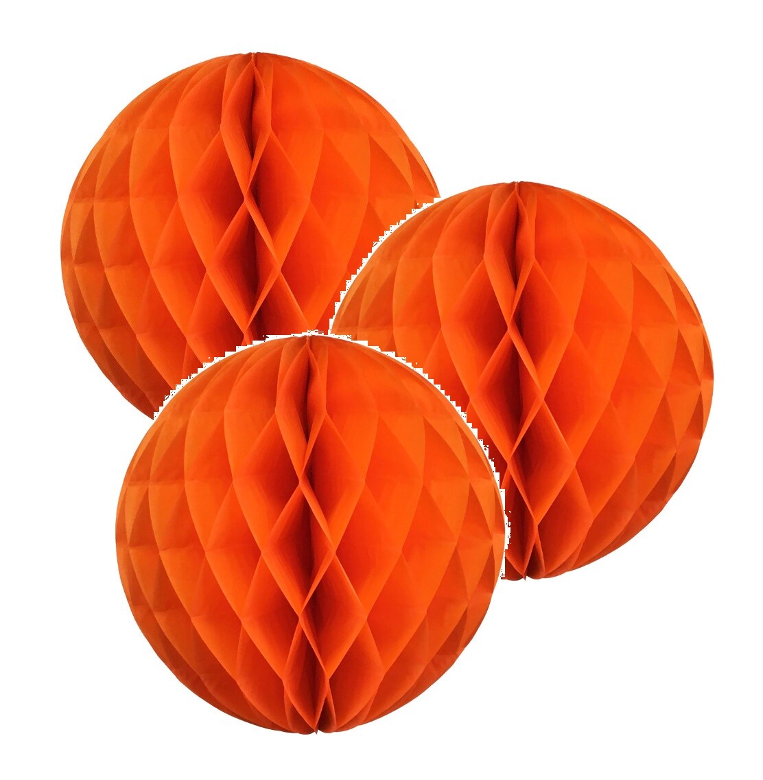 3x Orange 4″ HoneyComb Round Tissue Paper Lantern Balls Pom Poms Wedding Decor