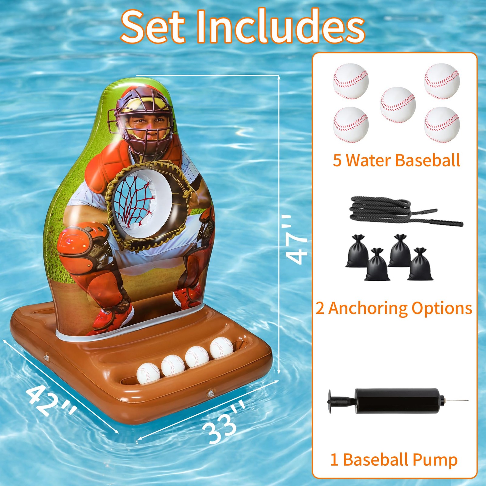 Pool Toys Games Set Inflatable Baseball Toss Game, Fun Swimming Floating Game