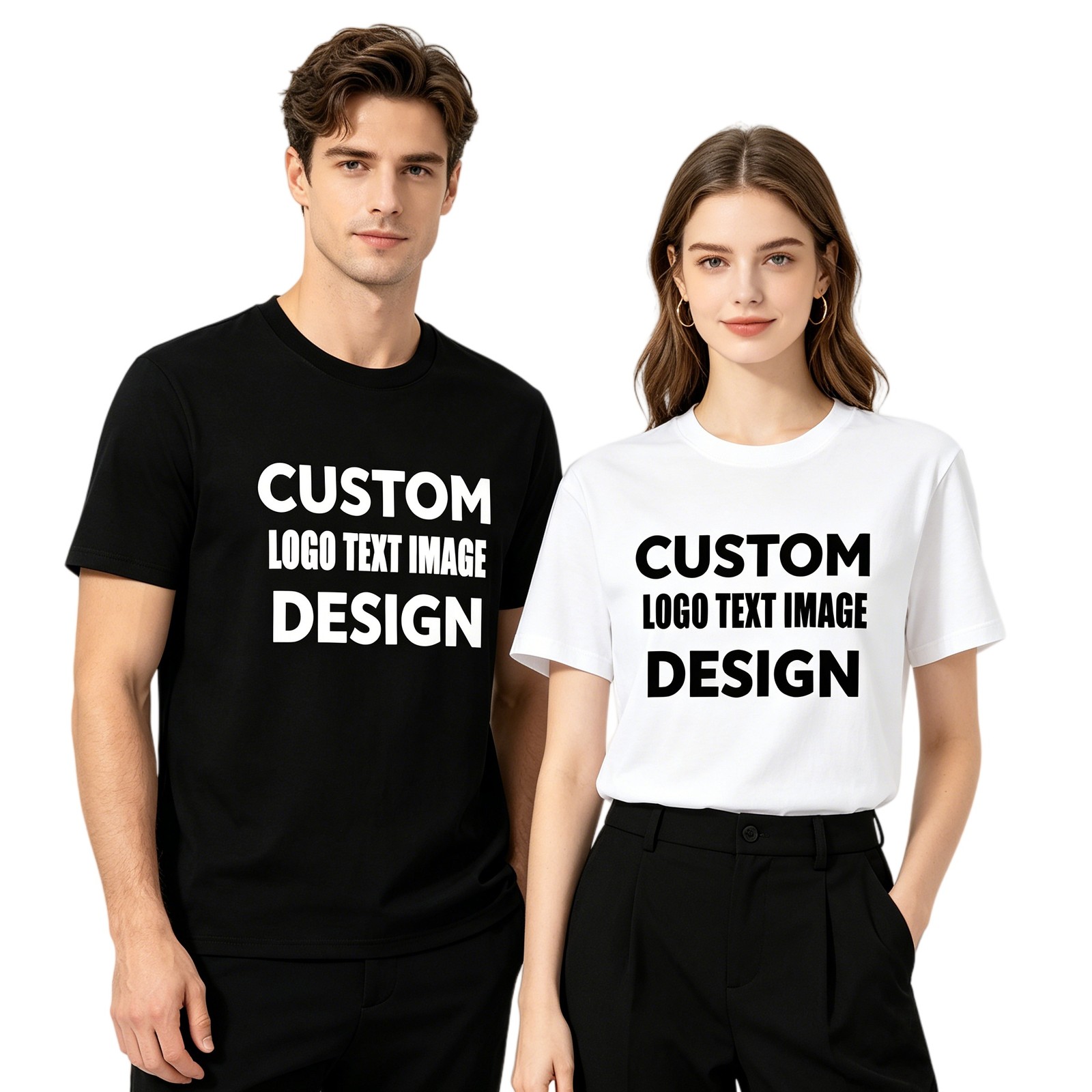 Hollowmark Custon Monochrome Front Print Tee Black White S-5XL Symbol Shirt