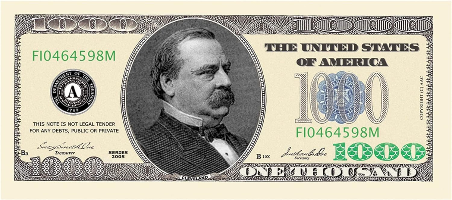 10 TOTAL – $1,000.00 Thousand Dollar Casino Party Novelty Fake Poker Money Bills
