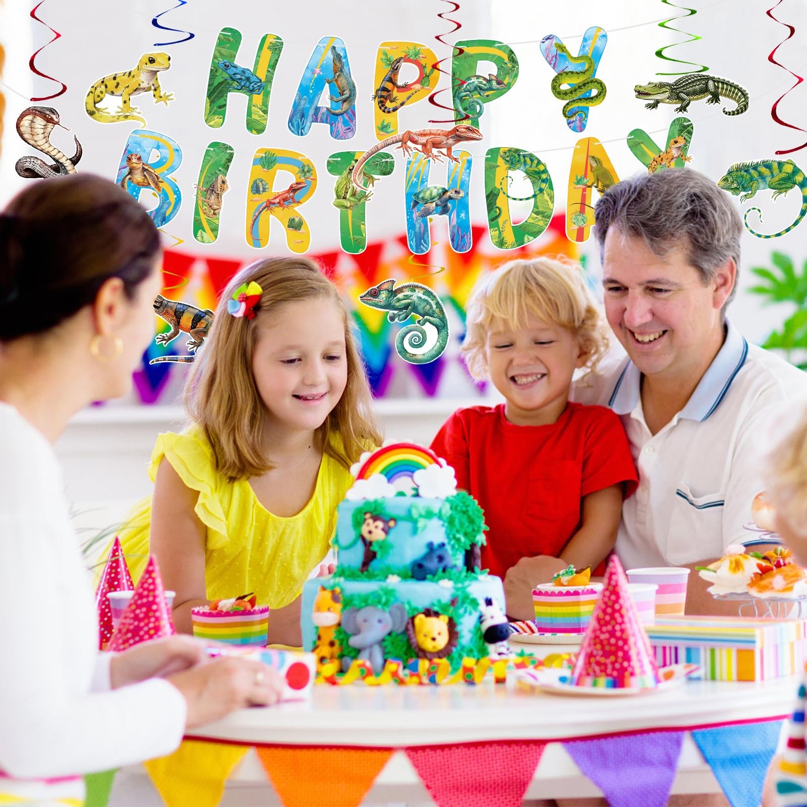 Reptile Birthday Party Decorations Reptile Swamp Happy Birthday Banner and 15…