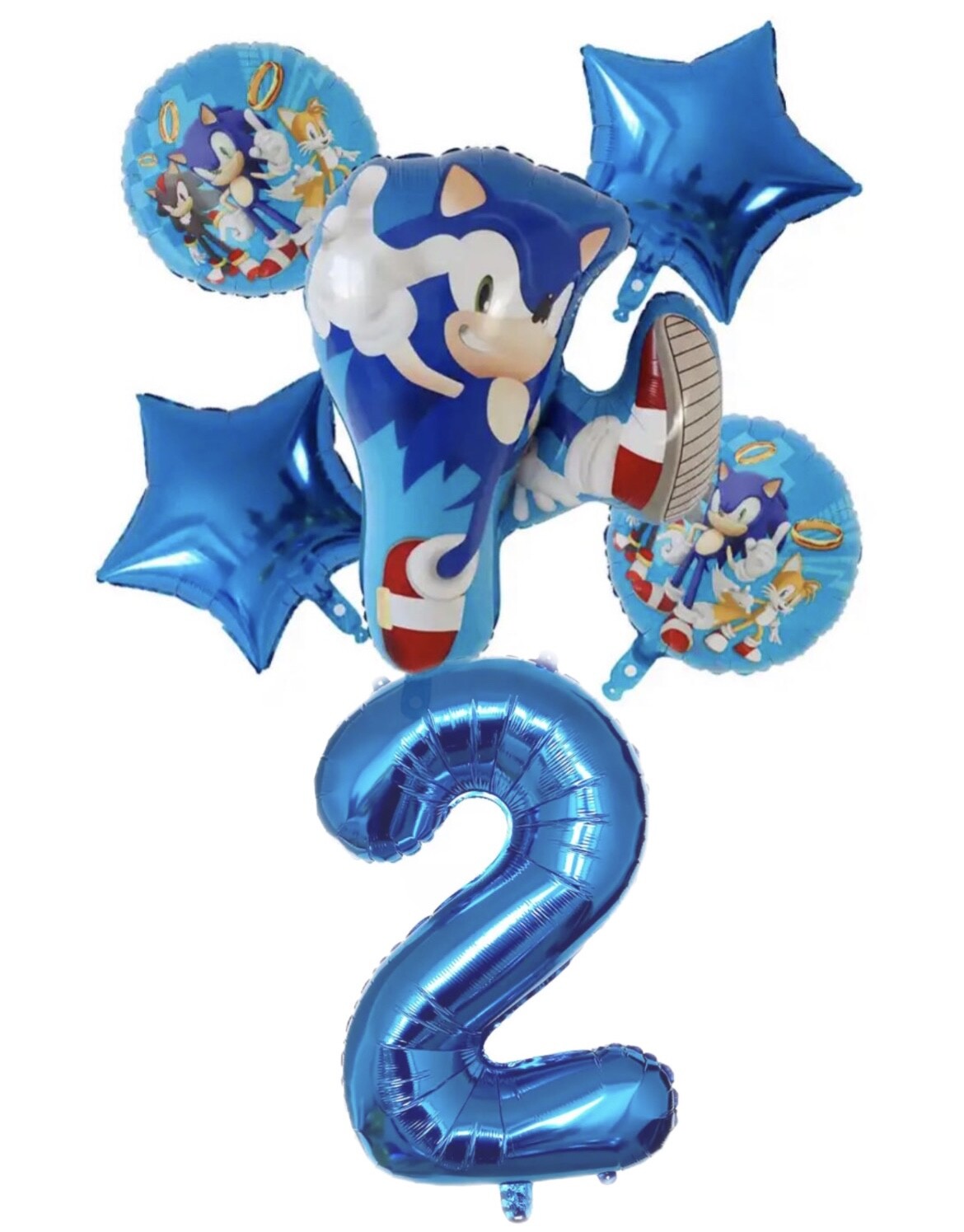6pcs Sonic The Hedgehog Foil Number Balloons Birthday Decorations Boy Girl Sonic