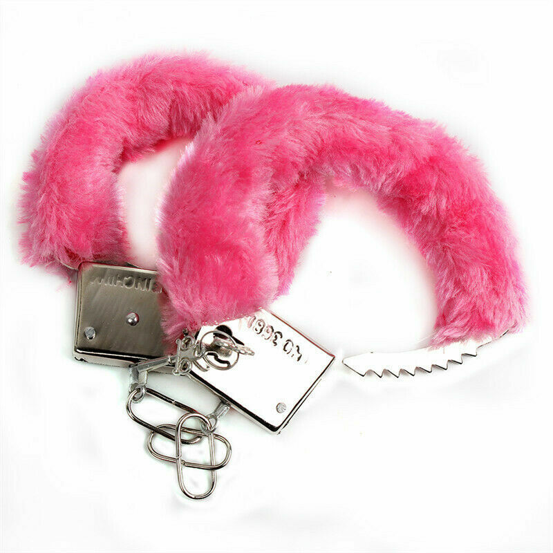 Furry Fuzzy Costume Handcuffs Metal Wrist Cuffs Soft Bachelorette Hen Party OBUS