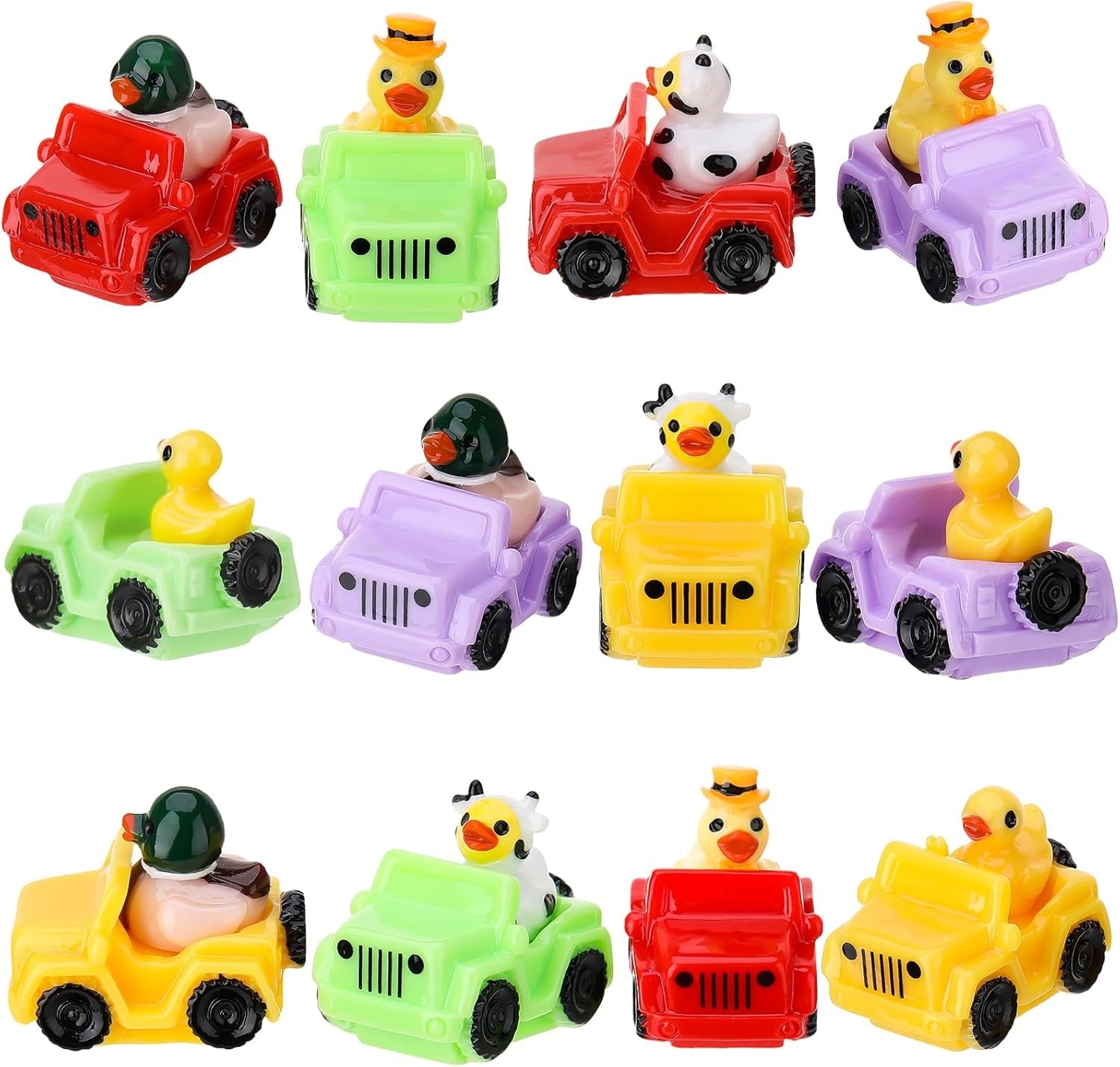 12 Pcs Ducks for Jeeps, Funny Jeeps Ducks for Ducking, Mini Resin Ducks in a Jee