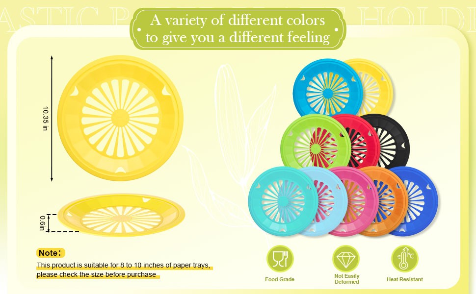 12 Pcs Reusable Plastic Paper Plate Holders 10 Inch Heavy Duty Plastic Paper