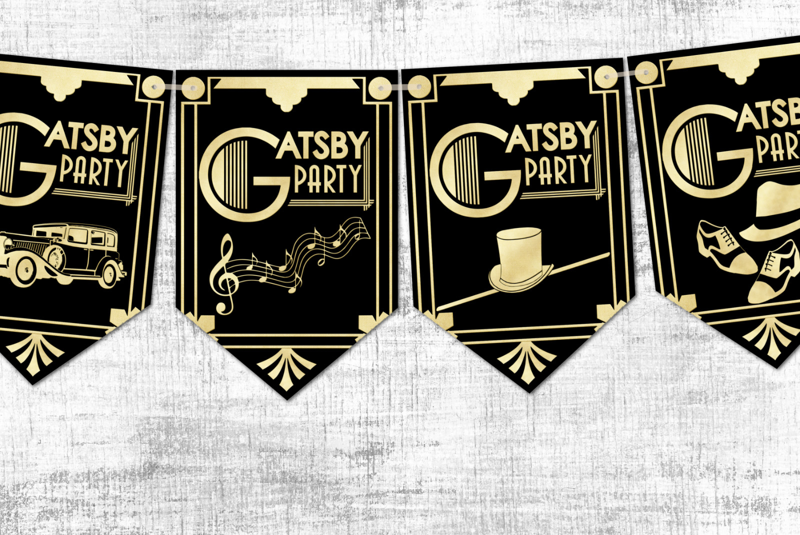 Vintage Gatsby Party Art Deco 1920’s Bunting Party Celebration Bar Decoration