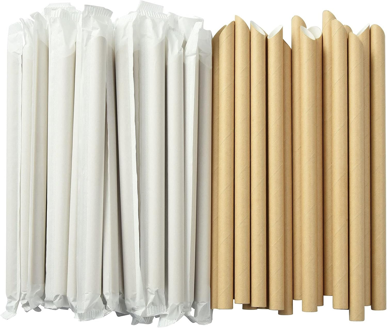 ALINK Pointed Paper Boba Straws, Individually Wrapped, 4-Layer Heavy Duty, 12Mm