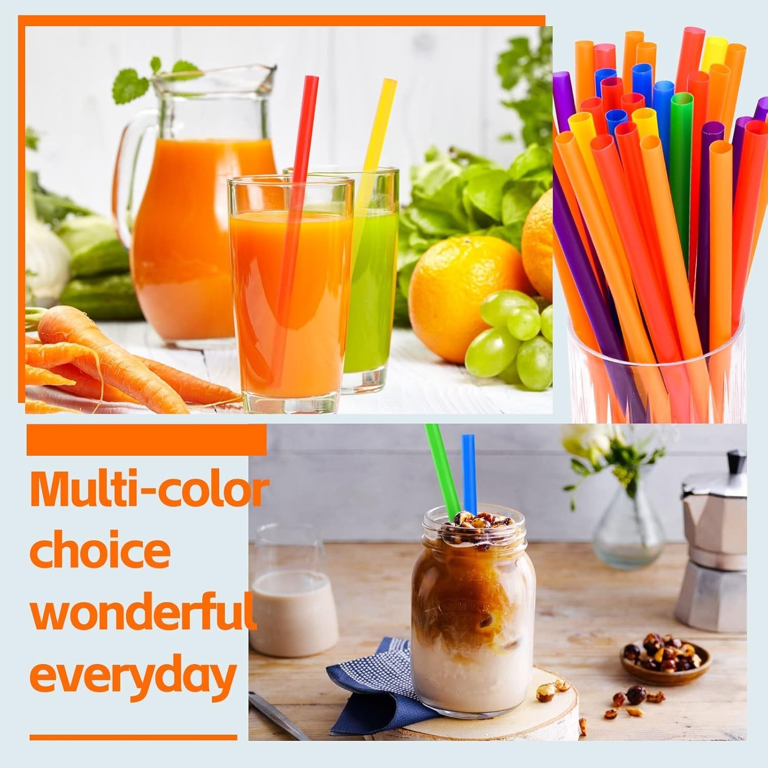 100PCS Jumbo Smoothie Straws – Colorful Disposable 0.4″ x 8.3″ for Any Occasion