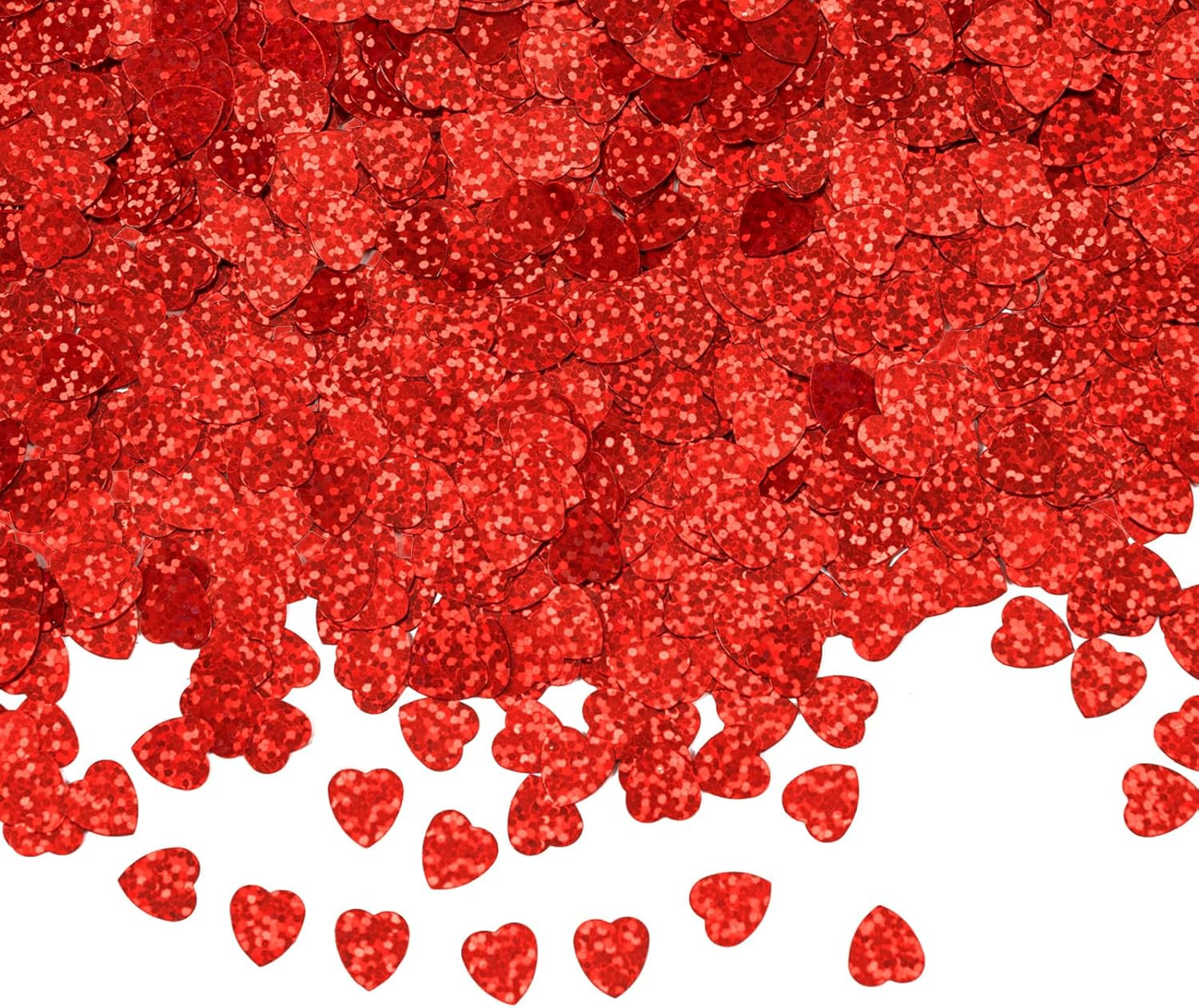 1500Pcs/50G Valentines Day Hearts Confetti Decorations,Iridescent Red Heart Tabl