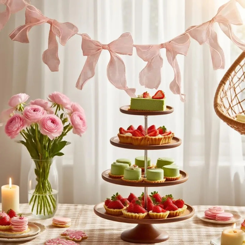 12-120PCS Pink Bow Banner Garland Hanging Decoration Birthday Party Wedding