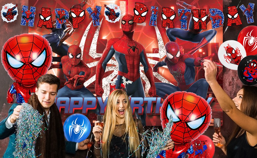 Spider Man Party Decorations Marvel Party Supplies Balloons Tablecloth Backdrop