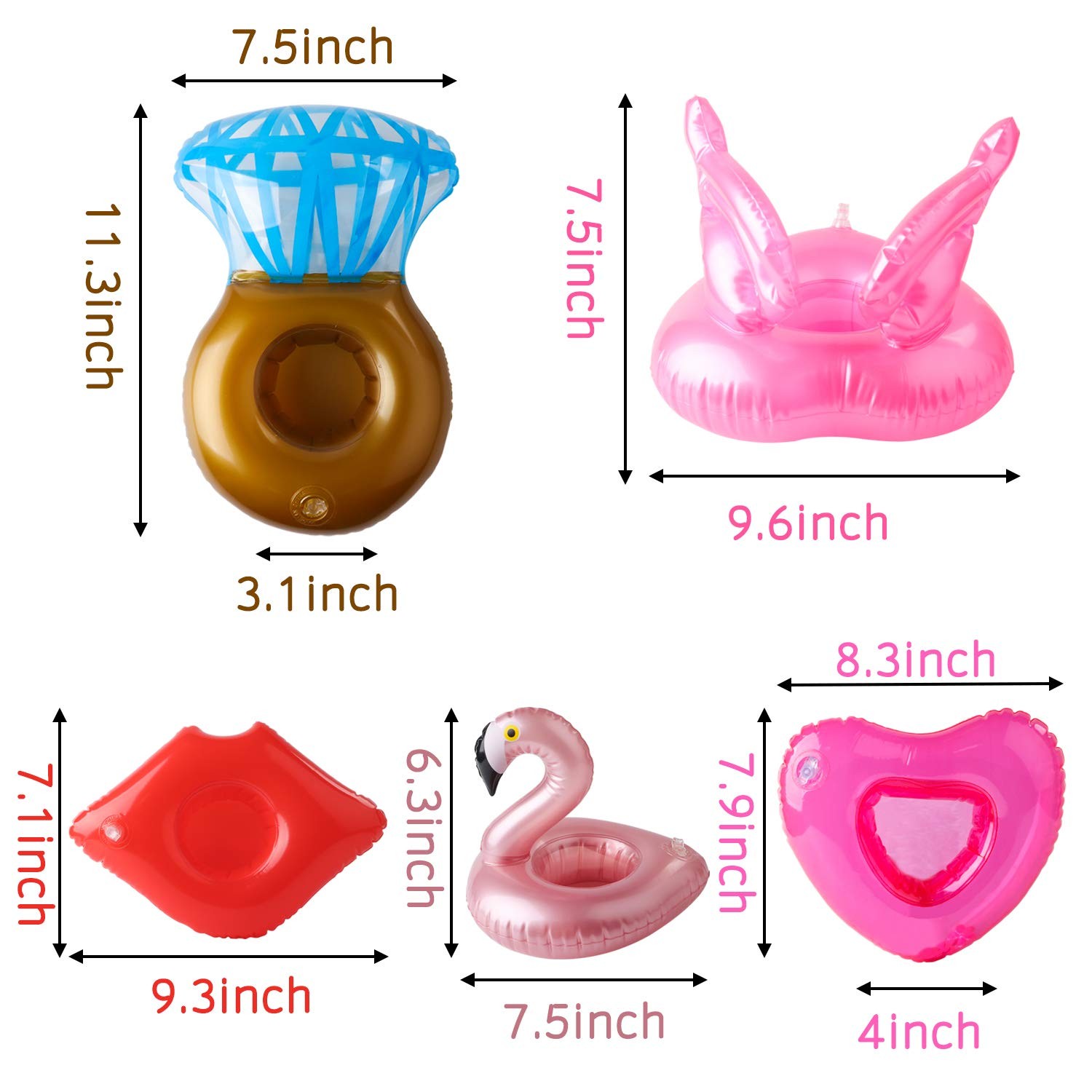 12Pack Inflatable Pool Drink Holder Floating Coasters Multi Shape Wedding