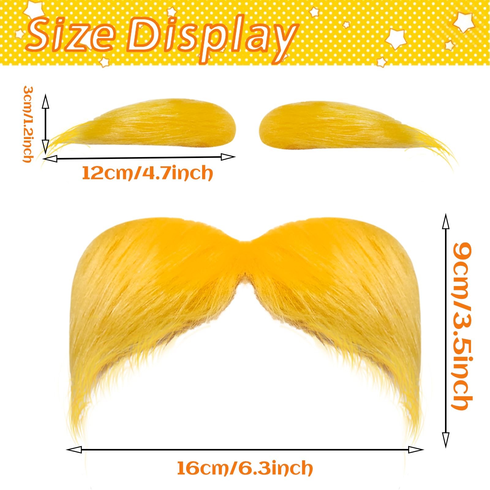 2 Sets Yellow Mustache and Eyebrows,Halloween Self Adhesive Faux…