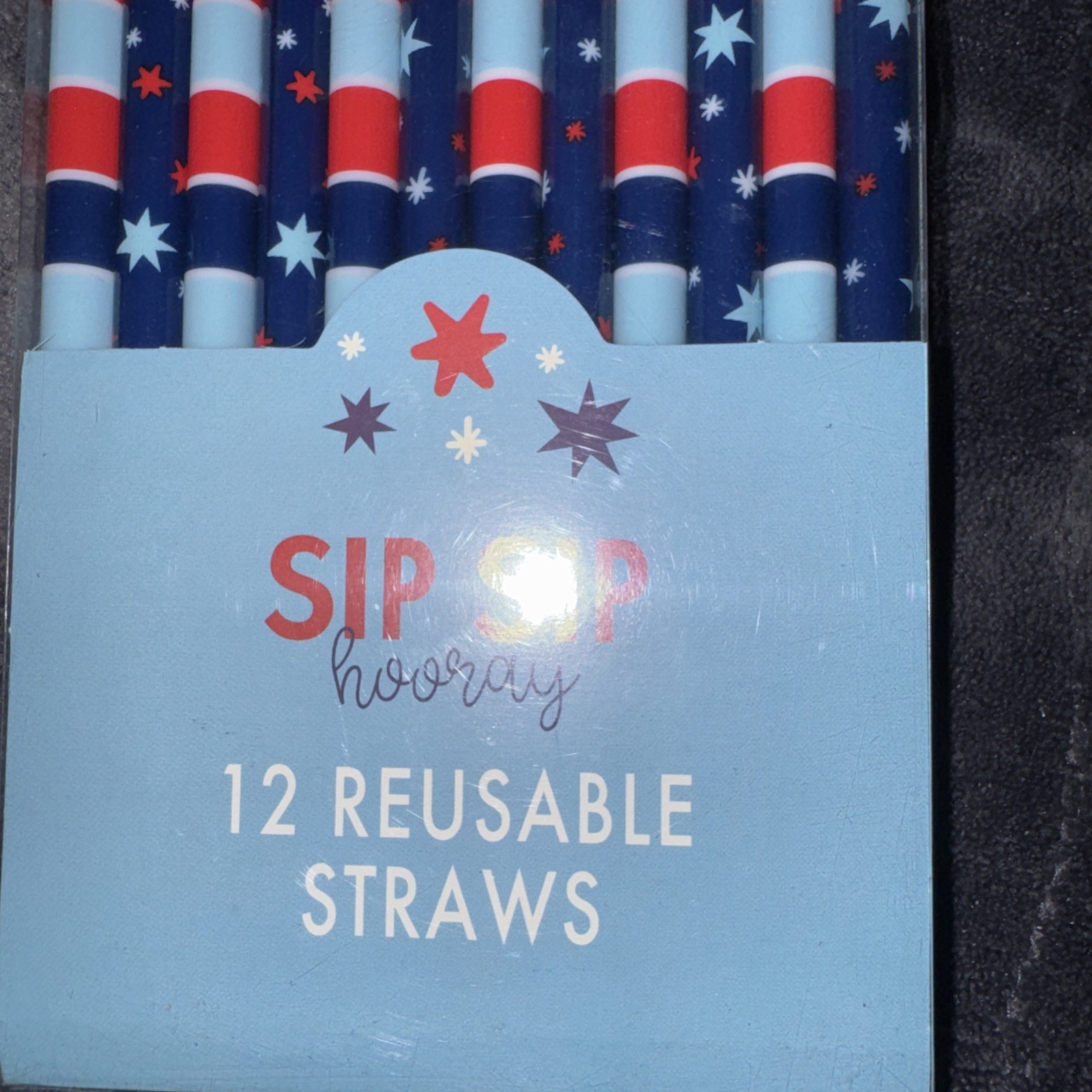 12 Pk Reusable Straws Patriotic Sip Sip Hooray By My Minds Eye Paper Goods