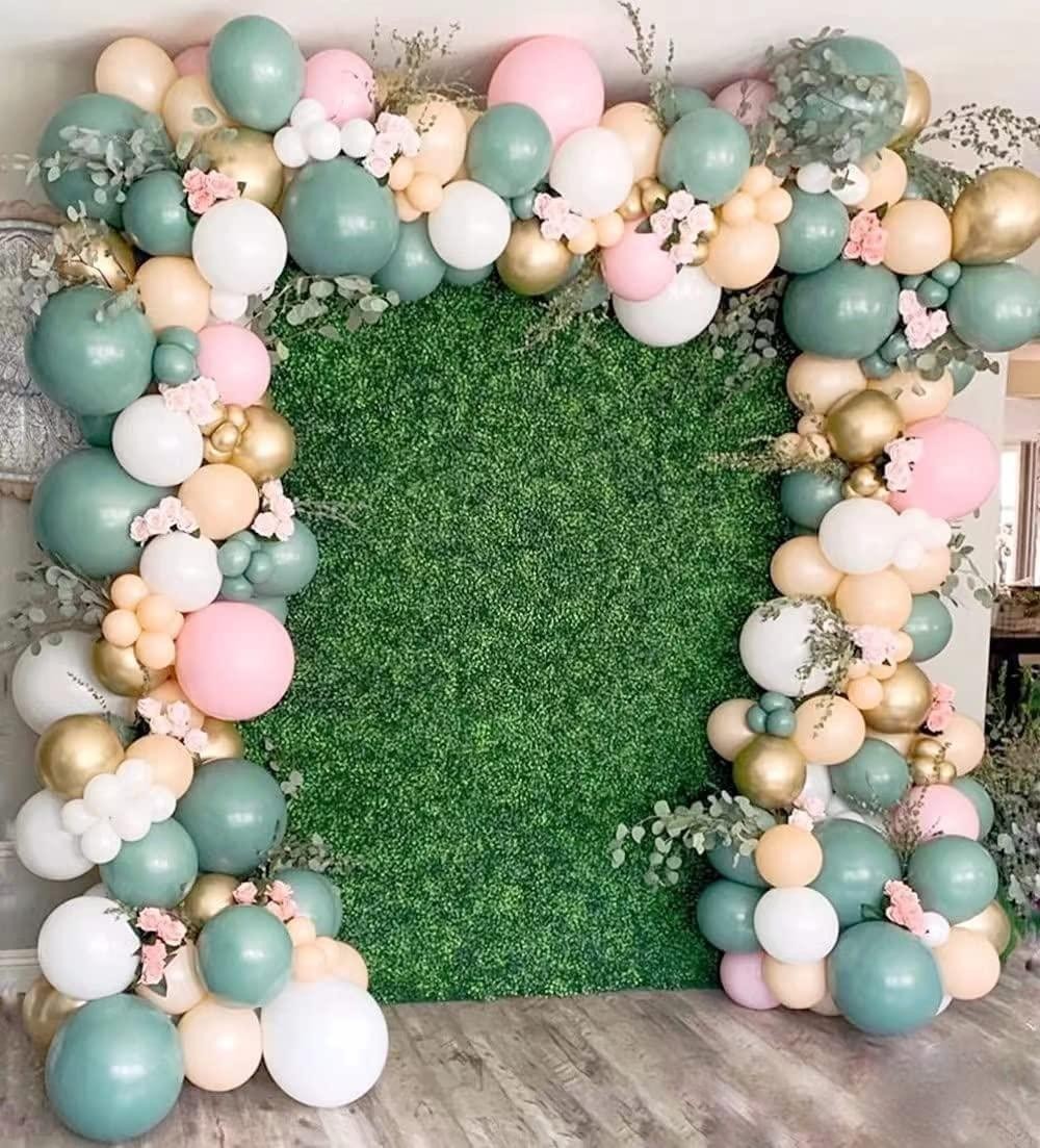 Balloons Retro Sage Confetti Balloons Olive Green Gold Pink Beige Latex Balloonx