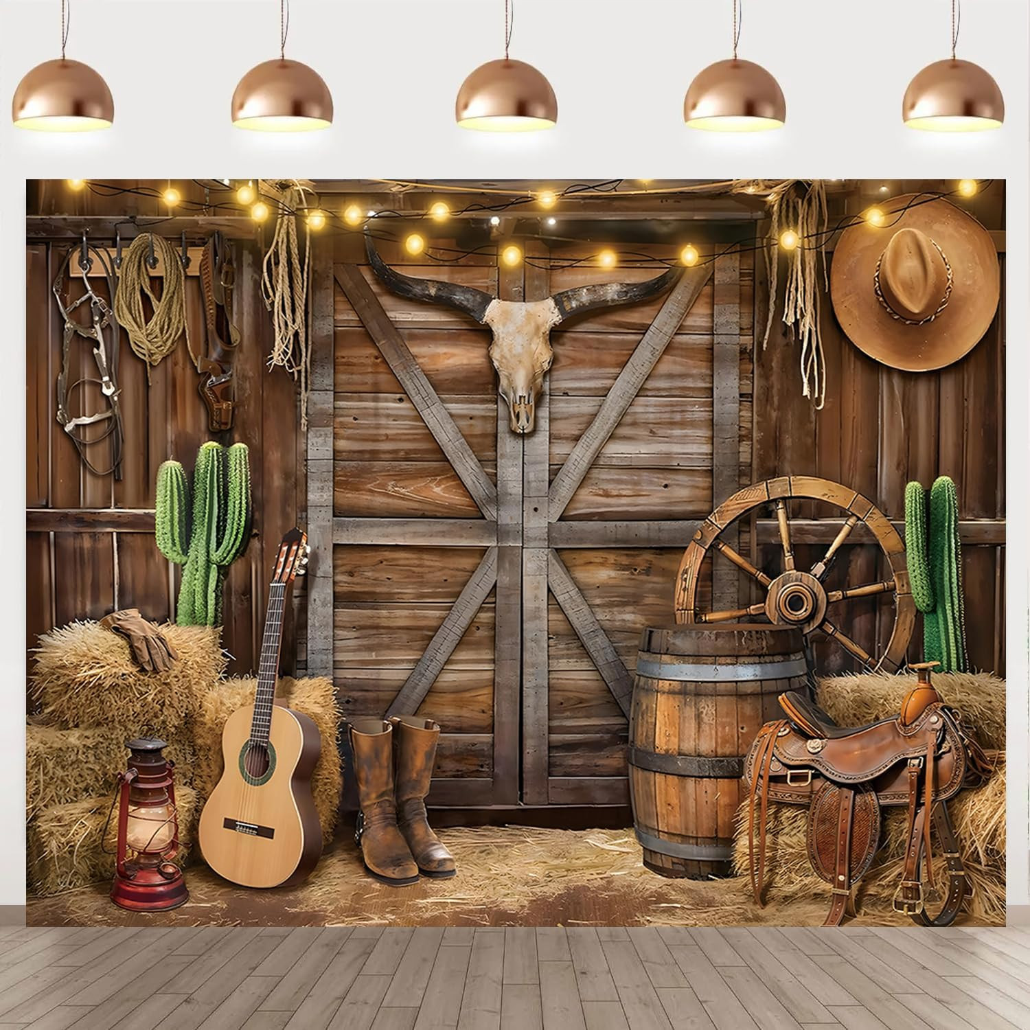 Western Cowboy Backdrop 10X8Ft Western Party Decorations Rodeo Wild West Country