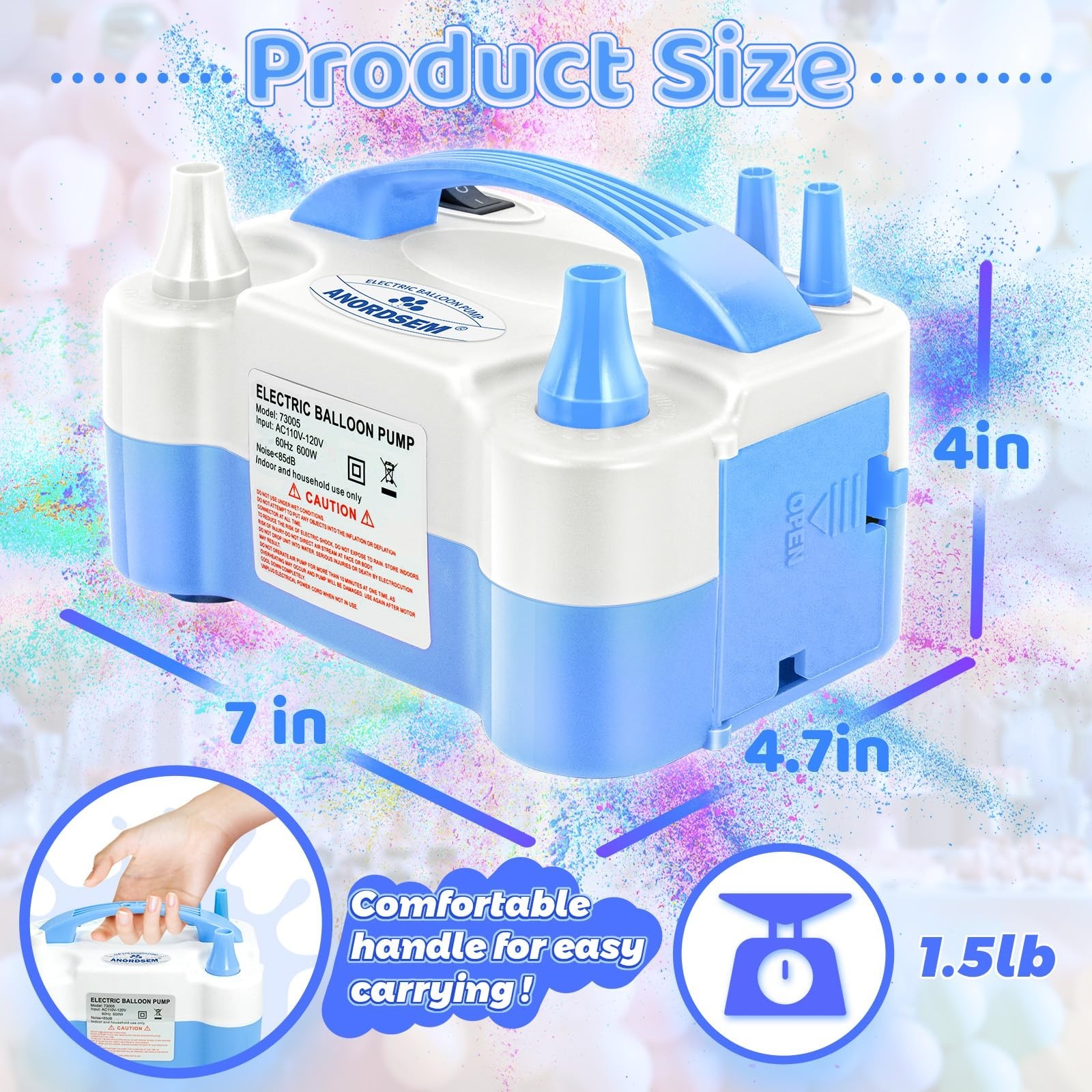 Anordsem Electric Balloon Air Pump: Polypropylene Plastic Case with Dual Nozz…