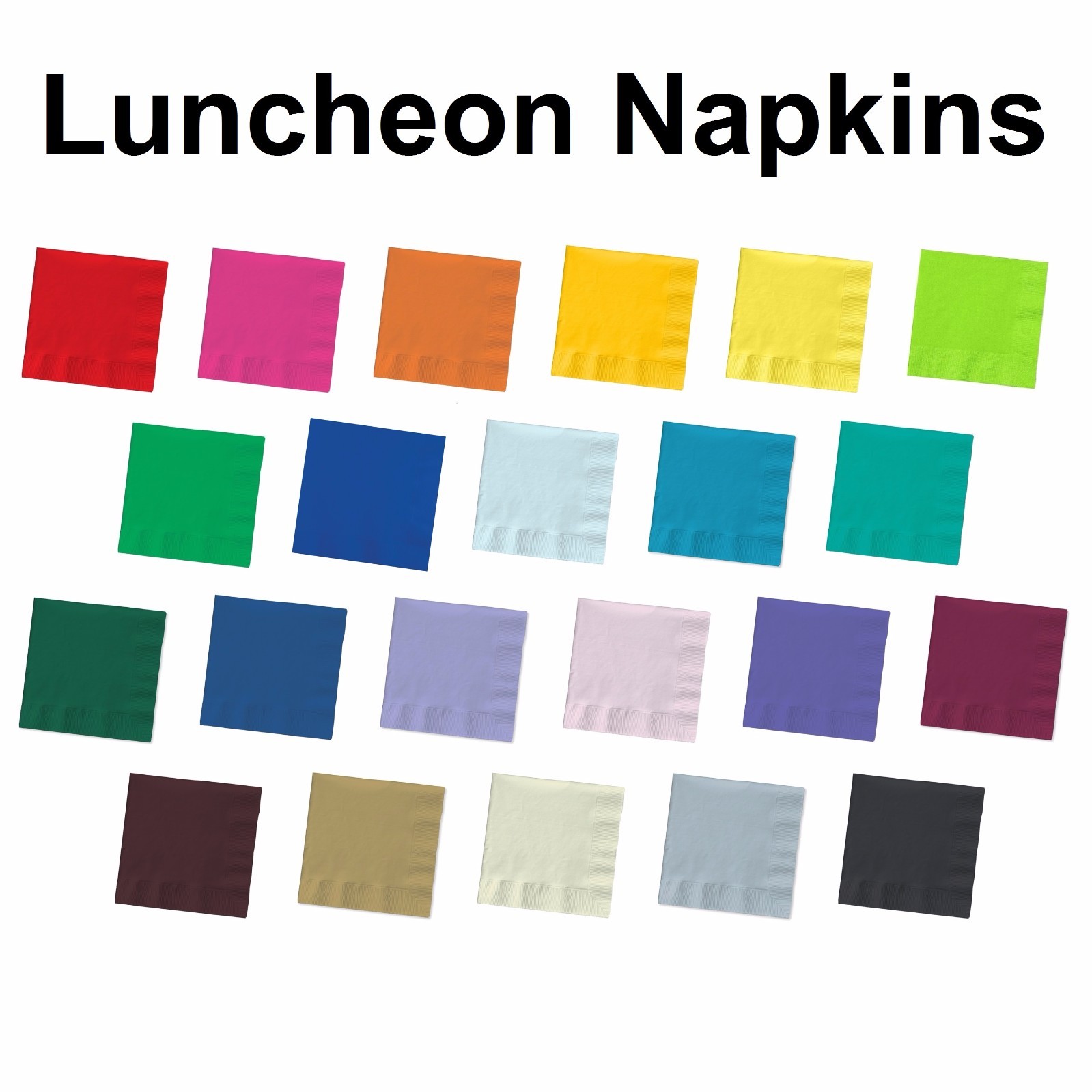 2-ply Paper Square Luncheon Napkins – Solid Colors- Disposable Dinner Bar Party
