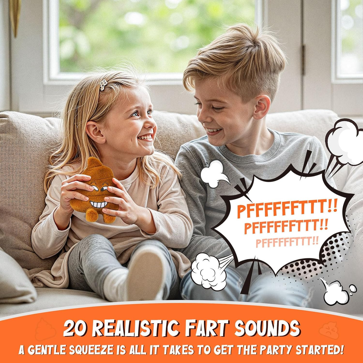Farting Poop Plush Toy – Funny Poop Toy with 20 Hilarious Fart Sounds, Soft