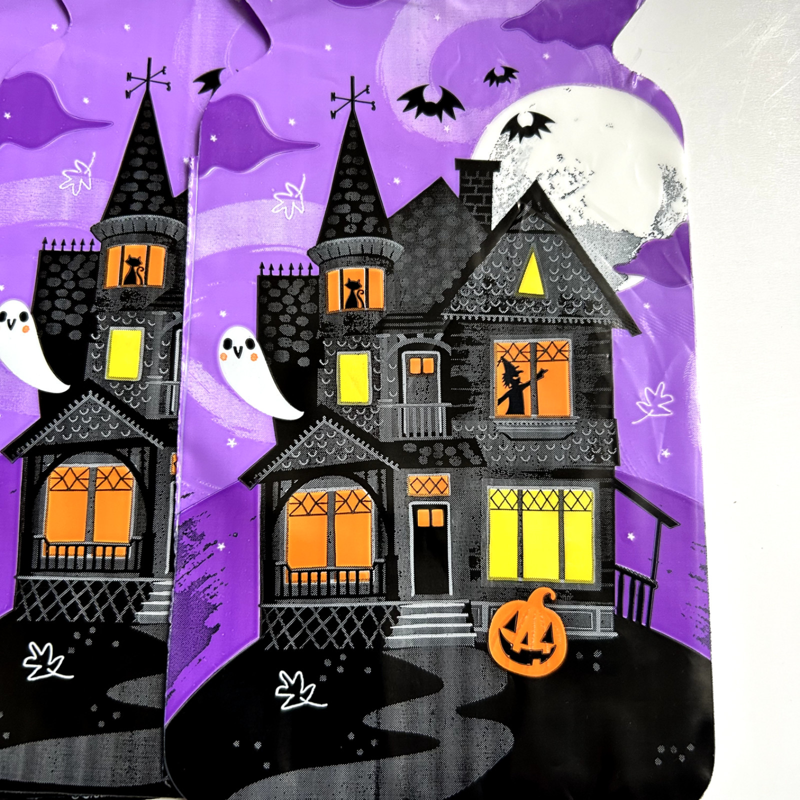 12 x HALLOWEEN SPOOKY HAUNTED HOUSE GOODIE ZIPPER BAGS Sweet Trick or Treat