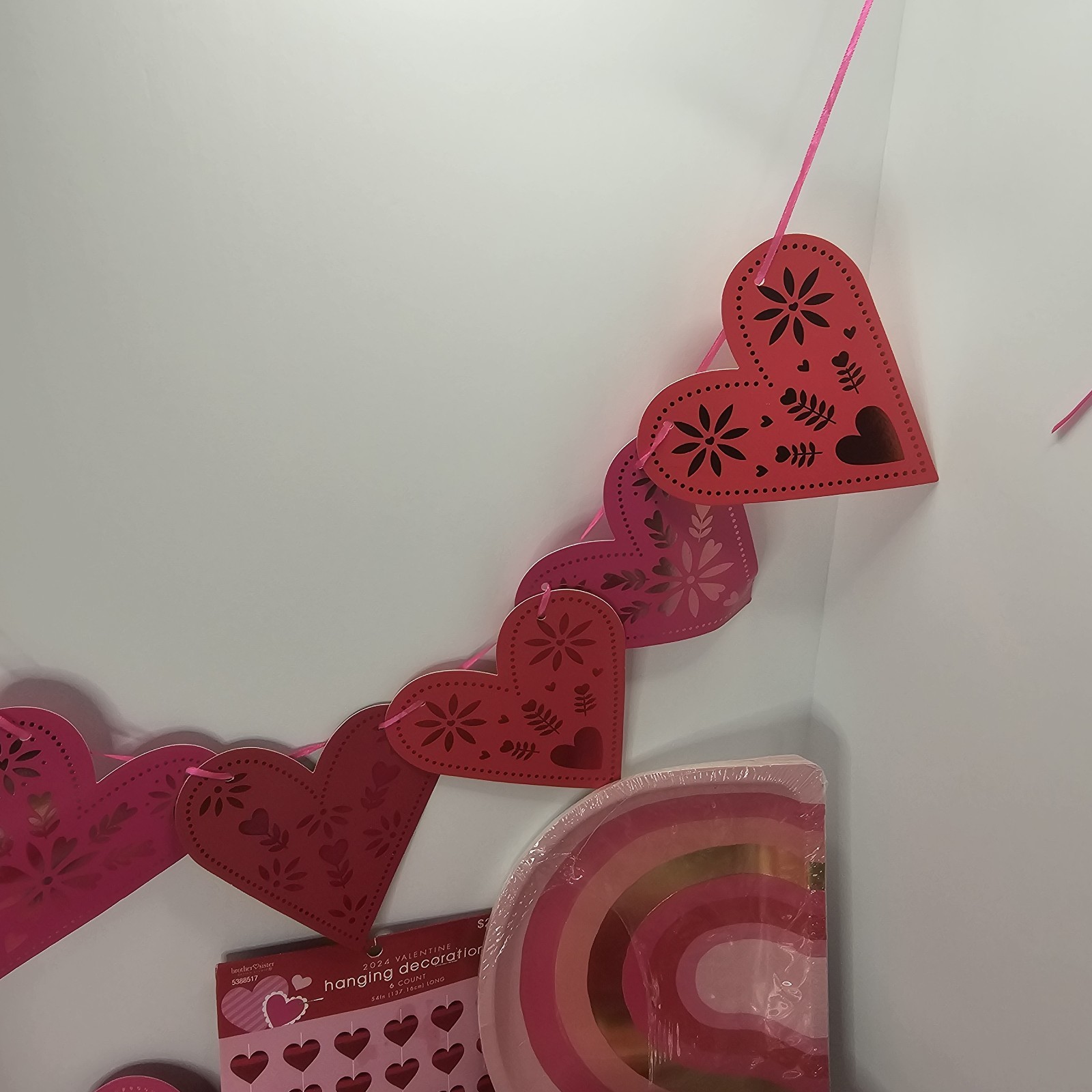 Valentine’s Day Party Supplies Lot Heart Garland Decor Cards Rose Pedals Plates