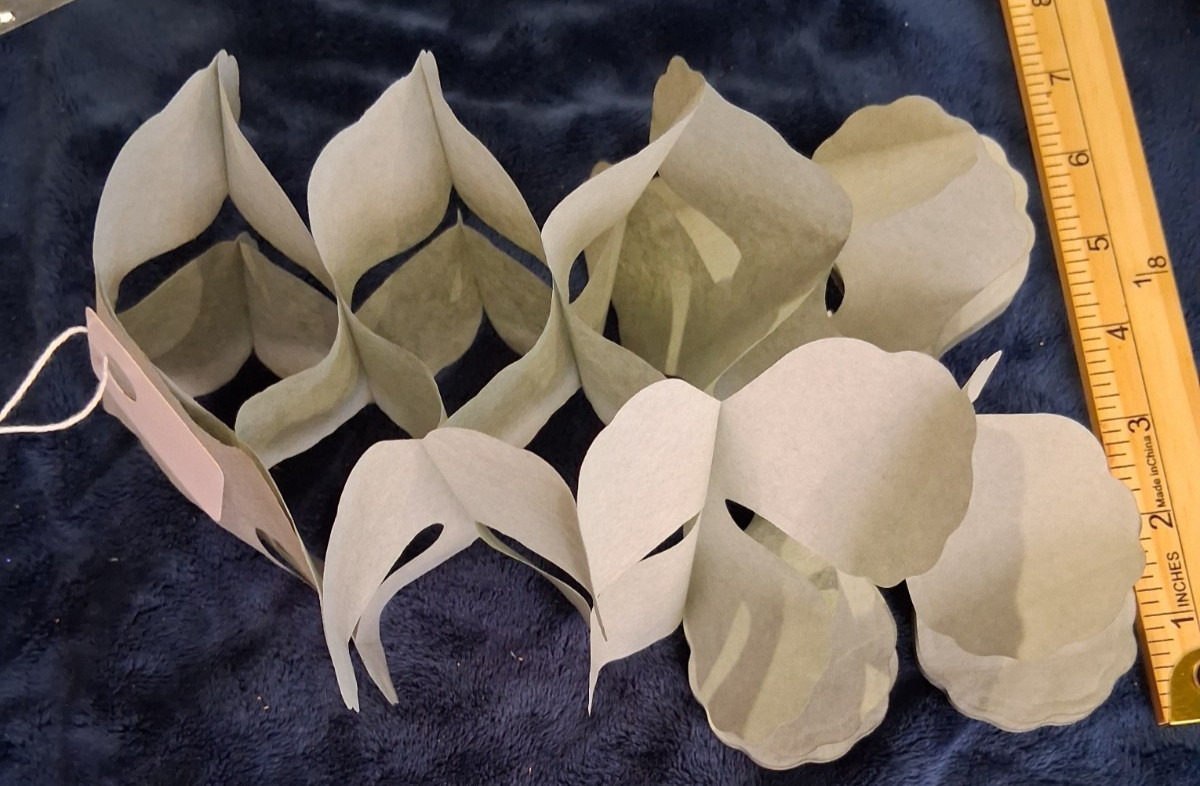 Lot of 4 Vintage Gray Paper Streamers / Honeycomb Hanging Decorations – NIP