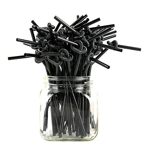 200 Pajitas De Plastico Negro Flexible, 10,3 Pulgadas, Extralargas,