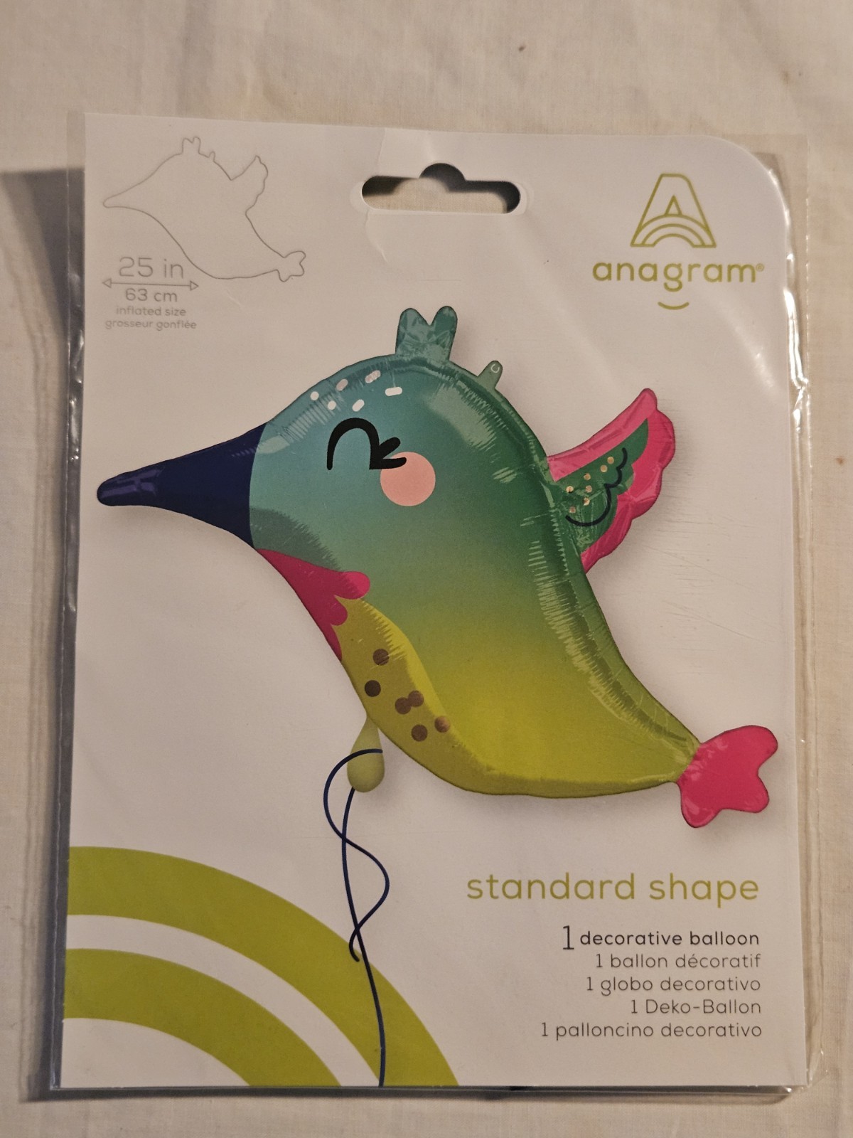 NEW Anagram Tropical 25″ Microfoil Mylar HUMMINGBIRD Shaped Balloon