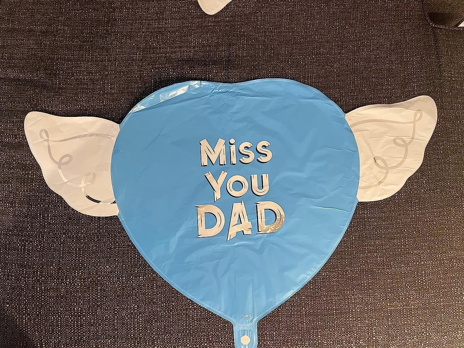 Miss You Dad Heavenly Balloons Heart Shaped with angel wings (2 Pack)