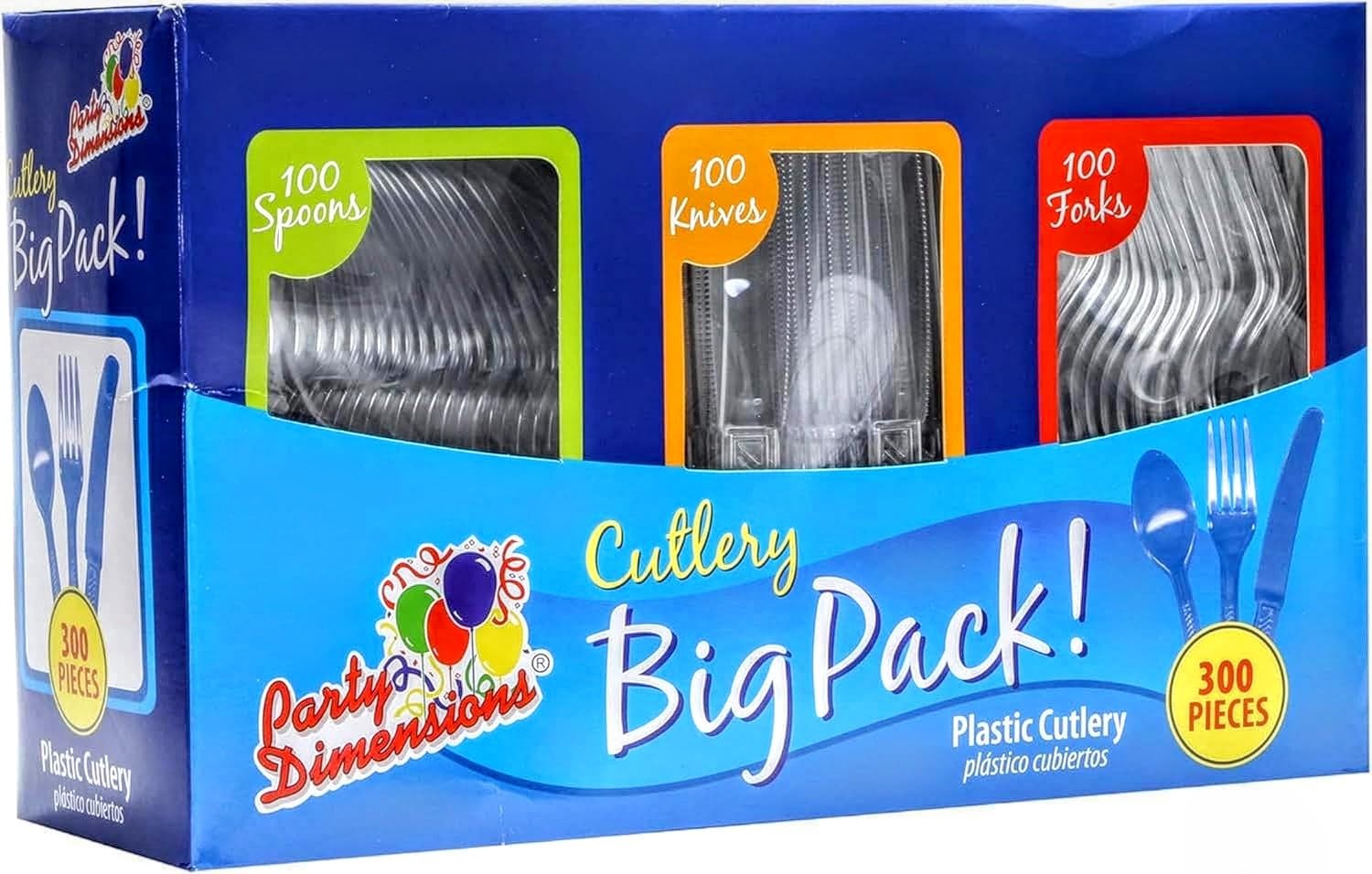 300 Count Plastic Cutlery Combo Box, Disposable Clear Plastic Silverware Uten…