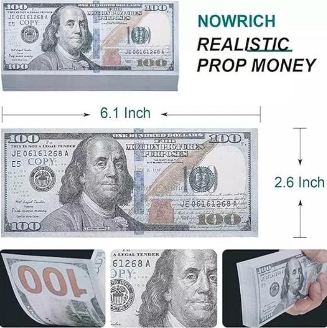 $100 Dollar Bills Prop Motion Picture Money $10,000 Dollars Total FAKE USA SHIP