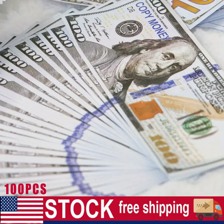 100 PCS 100 Dollar Bills Replica Play Money Movie Fake Bank Games Kids Cash