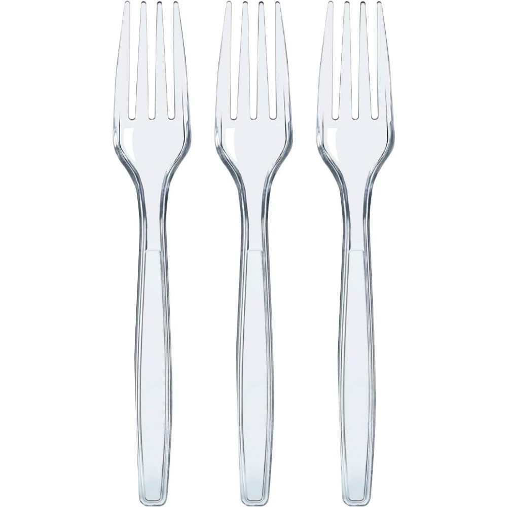 100 Count Plastic Forks – Heavy Duty Forks Disposable for Parties, Events, and