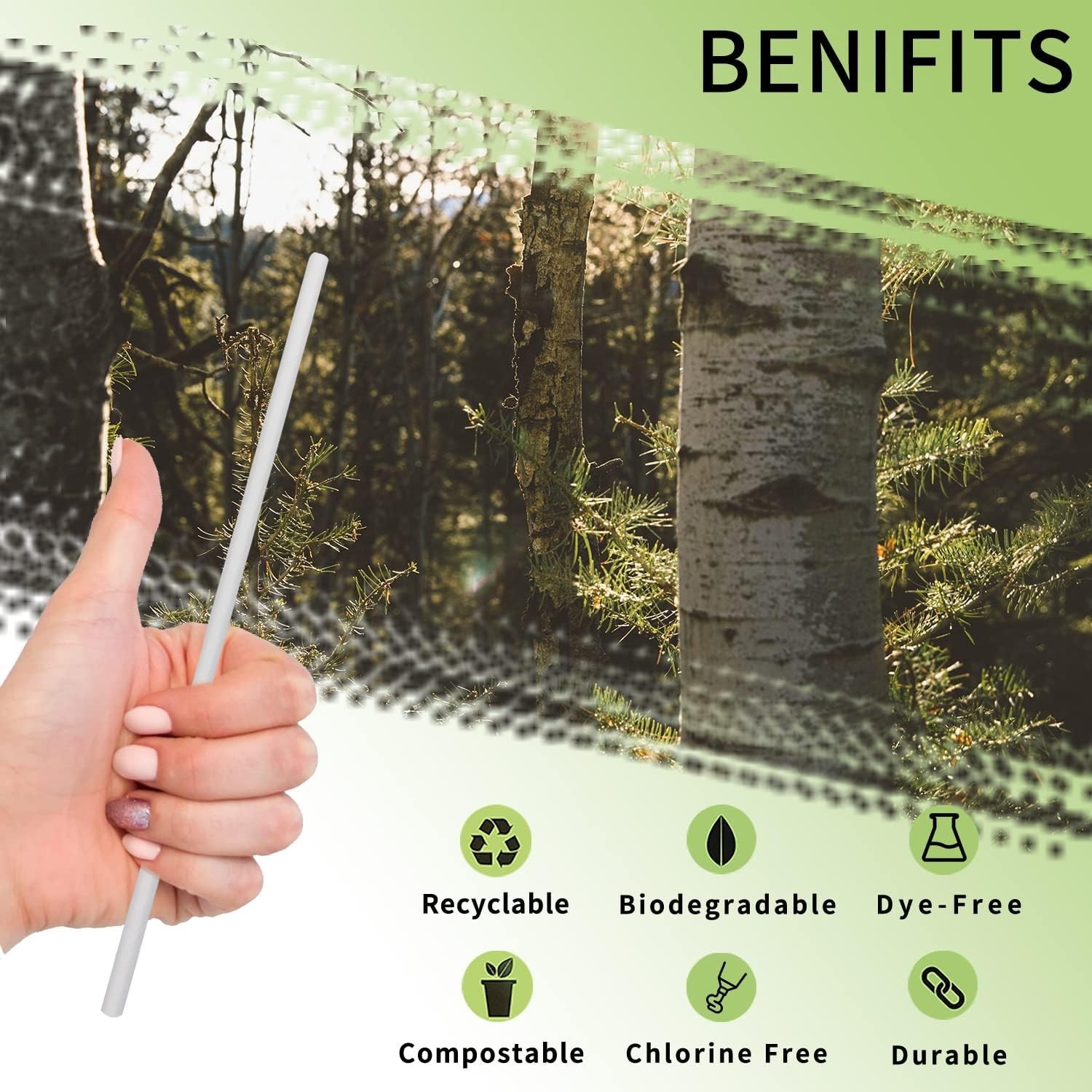 White Paper Straws 6mm x 200mm Drinking Straws for Smoothies Milkshakes & Juices
