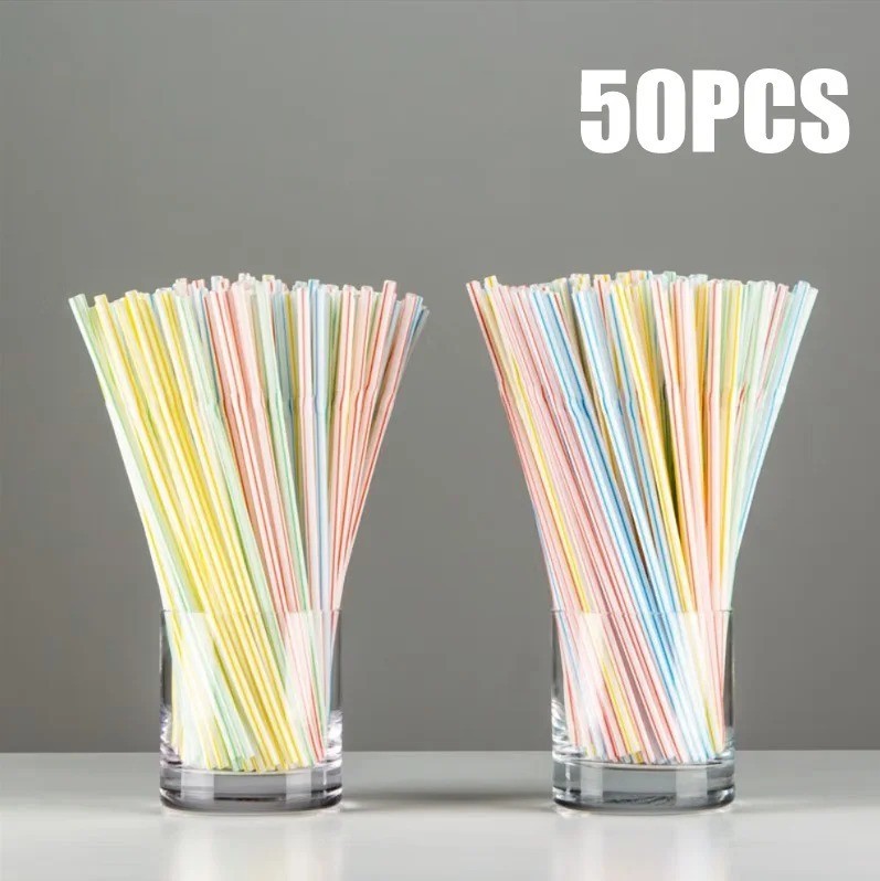 50-500pcs Colorful Drinking Straws Milk Tea Juice Party Supplies