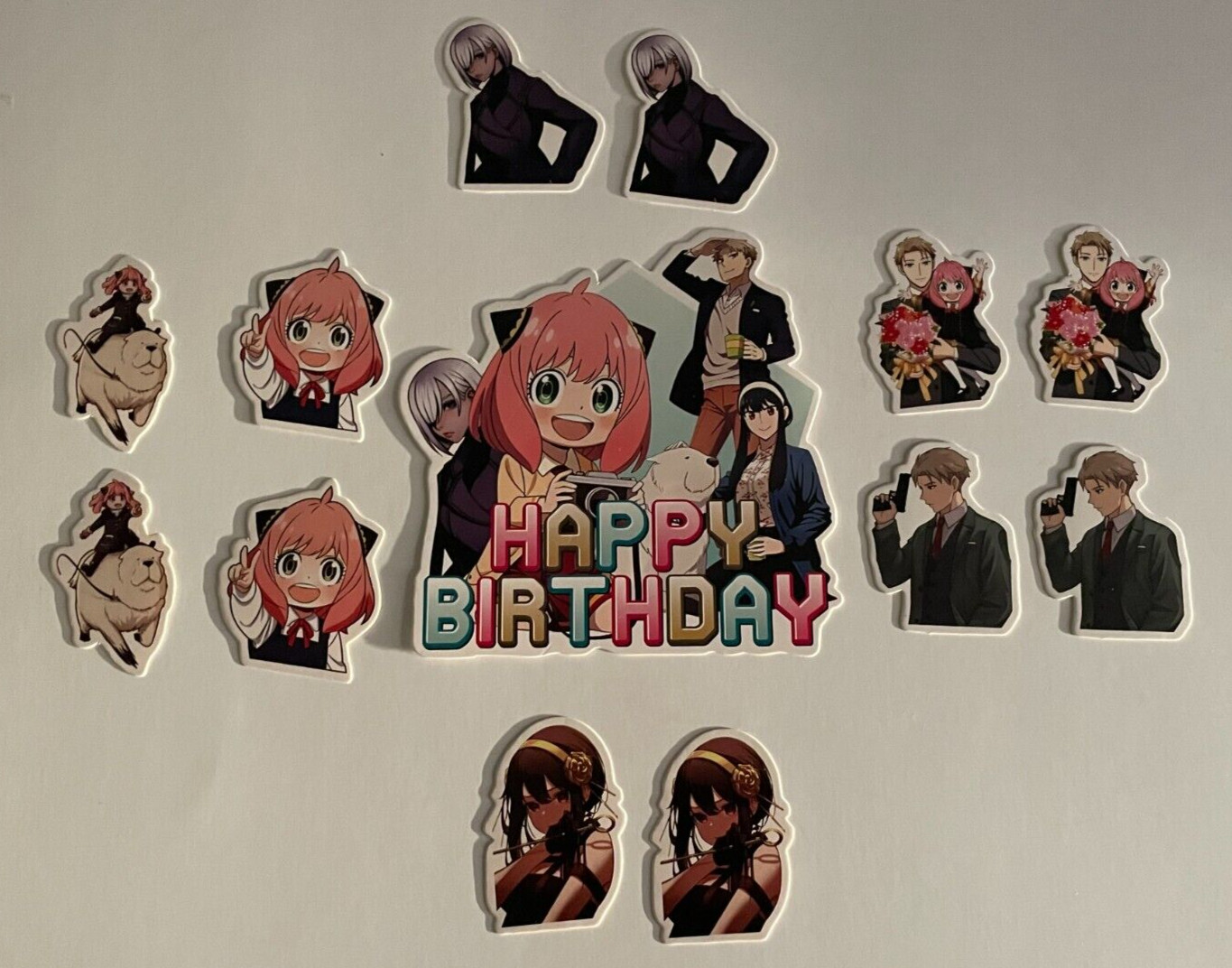 Spy X Family Anya Happy Birthday Banner & Cake Toppers Decoration New