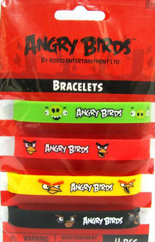 ANGRY BIRDS BRACELETS (4) ~ Birthday Party Supplies Favors Wristbands Silicone