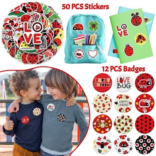 110Pcs Ladybug Party Favors for Kids – Lady bug Birthday Party Decorations and