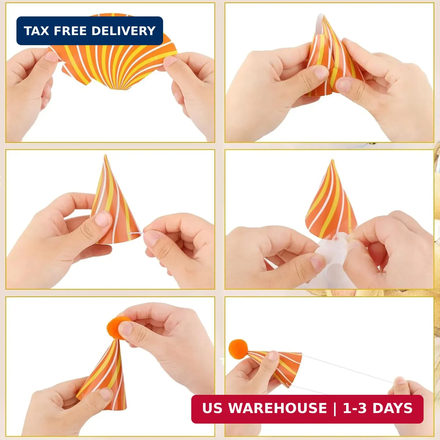 10 PCS Colorful Mini Party Hats for Stuffed Animals Lovely Paper Cone Tiny Birth